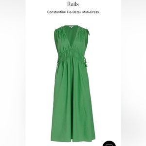 RAILS Constantine Midi Dress Green with Ties at Shoulder and Waist NWT